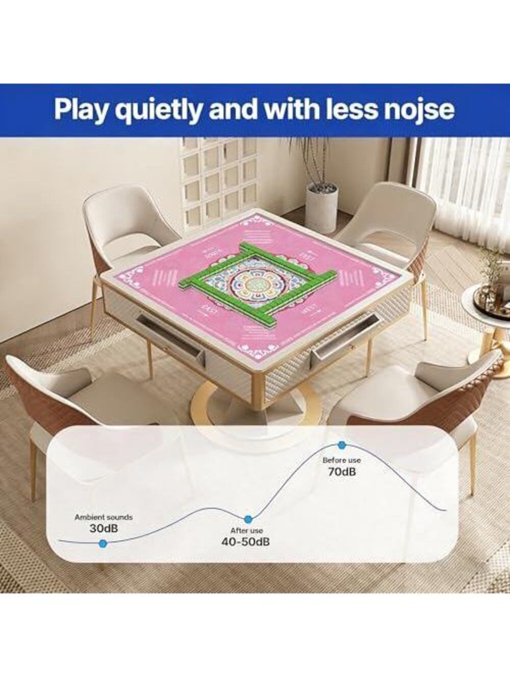 Mahjong Mat 33.4"x33.4" with Carrying Bag, Anti-Slip Game Mat - Picture 6 of 6
